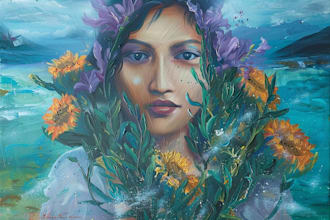 create a custom oil and acrylic painting on canvas