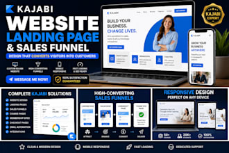 design a kajabi website, landing page and sales funnel