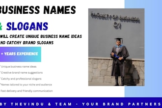 create unique business name ideas and catchy brand slogans