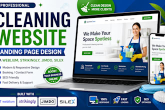 build cleaning website landing page design via weblium strikingly jimdo silex