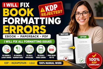 fix book formatting errors kdp rejected ebook paperback and pdf issues
