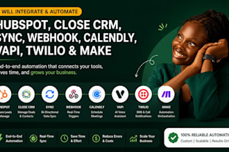 integrate hubspot close crm sync webhook calendly vapi twilio make automation