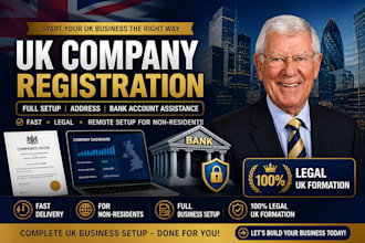 do UK ltd company registration with uk office address and bank account setup