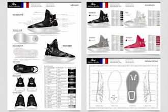 create design techpack men shoes, sneakers and render for manufacture