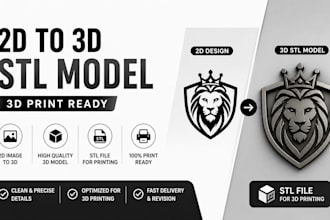 convert your 2d logo or image to 3d stl file for 3d printing fast
