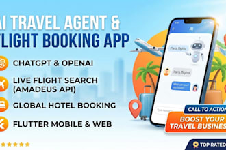 build ai travel agent flight booking app and web ai assistant travel website