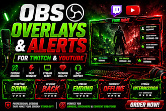 design animated obs overlays and twitch stream alerts