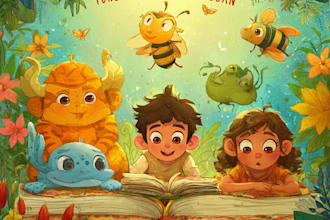 create children book cover with clean educational