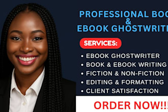 be your professional book ghostwriter and ebook ghostwriter