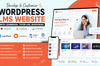 develop and customize wordpress lms website with learndash tutor lms buddyboss