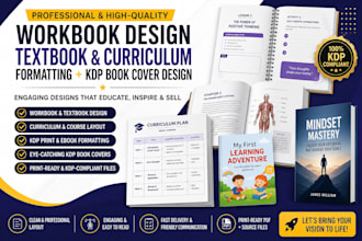 design, format educational workbook, textbook, curriculum plan, kdp book cover