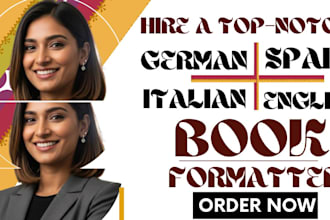 design, format english manuscript, spanish, germany, italian book layout design