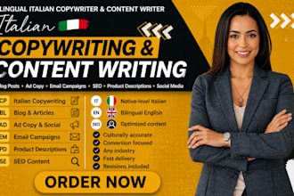 write italian copywriting blog posts ad copy email campaigns product description