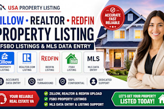 do zillow realtor redfin property listing, fsbo listing mls data entry