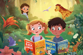 design a children book cover for educational and learning