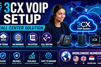 configure  3cx voip system with sip trunk, IVR and auto dialer