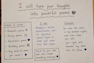 write a personalized romantic or funny poem for your special moment
