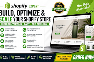 optimize shopify store, design landing page, SEO, cro and boost conversions