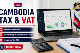 handle monthly cambodia tax compliance vat wht  gdt efiling and bookkeeping