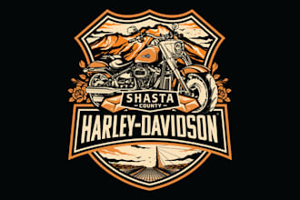 design high quality bike, motor sports mascot logo with t shirt design