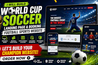 build world cup soccer landing page design booking football sport website
