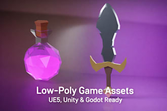 low poly 3d game assets for unity, unreal engine and godot