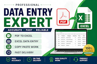 excel data entry data entry PDF to excel, bom creation