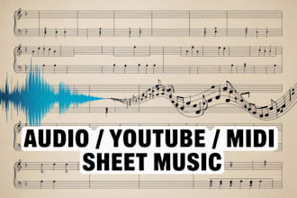 convert audio, youtube songs or midi into professional sheet music and notation