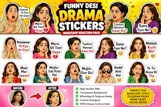 create funny drama reaction stickers and cartoon sticker