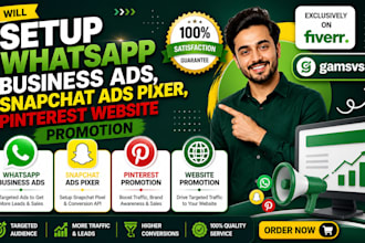 setup whatsapp business ads, snapchat ads pixel, pinterest website promotion