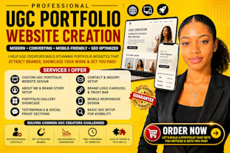 design ugc content creator portfolio, ugc media kit, ugc website design on canva