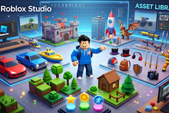 create roblox game, roblox 3d models, assets, props, low poly game environment