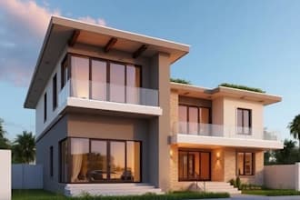 design, render 3d architectural exterior of house, commercial building rendering
