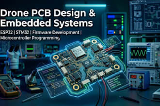 design drone pcb, embedded system, develop firmware for esp32, microcontrollers