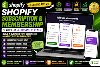 setup shopify subscription membership website with recurring payment system