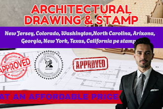 licensed architect structural engineer pe stamp for california, il ,texas