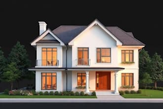 design 3d architecture exterior rendering house, home commercial building model
