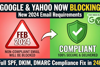 fix spf, dkim, dmarc to meet google yahoo 2024 email requirements