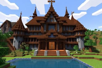 build minecraft spawn,castle,house in survival or creative