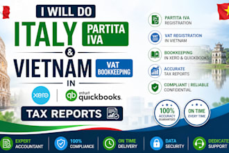 do italy partita iva and vietnam vat bookkeeping in xero quickbooks tax reports