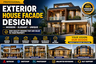 design modern duplex house facade, bungalow exterior and front elevation