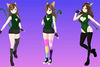 design a game ready 3d vtuber avatar for vrchat vrm and vseeface