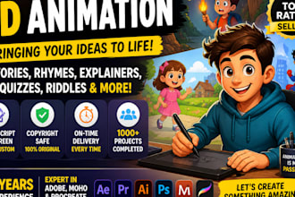 create 2d animated stories and cartoon for kids youtube channel