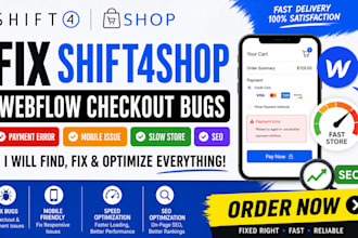 fix shift4shop webflow checkout bug payment error mobile issue slow store SEO