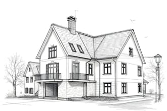 sketch houses and buildings