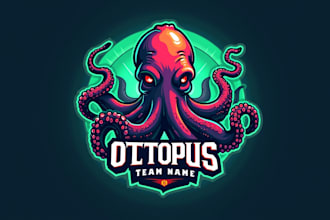 do unique octopus mascot esport logo design