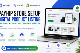 payhip store setup digital product listing pensight carrd ecommerce  website