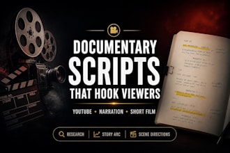 write documentary style youtube scripts and video scripts