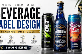 design premium beverages label, can label, beer, cosmetic energy drink packaging