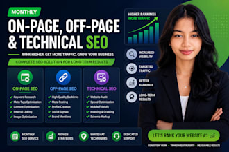 do monthly on page, technical and off page SEO for website